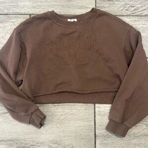 Garage Chocolate Brown Cozy College 1991 Cropped Sweatshirt Size M